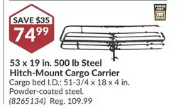 Princess Auto 53 x 19 in. 500 lb Steel Hitch-Mount Cargo Carrier offer