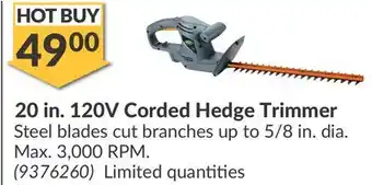 Princess Auto 20 in. 120V Corded Hedge Trimmer offer