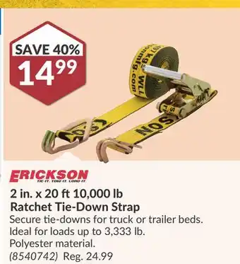 Princess Auto 2 20 10, 000 lb Ratchet Tie-Down Strap offer