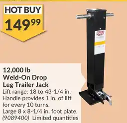 Princess Auto Weld-On Drop Leg Trailer offer