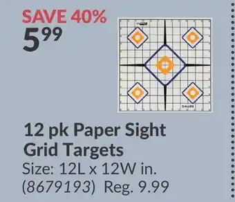 Princess Auto 12 pk Paper Sight Grid Targets offer