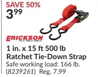 Princess Auto 1 in. x 15 ft500 lb Ratchet Tie-Down Strap offer