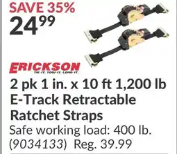 Princess Auto 2 pk 1 in. x 10 ft1,200 lb E-Track Retractable Ratchet Straps offer