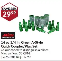 Princess Auto 14 pc 1/4 in. Green A-Style Quick Coupler/Plug Set offer