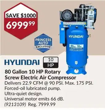 Princess Auto 80 Gallon 10 HP Rotary Screw Electric Air Compressor offer