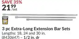 Princess Auto 3 pc Extra-Long Extension Bar Sets offer