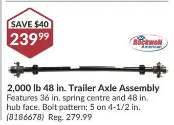 Princess Auto 2,000 lb 48 in. Trailer Axle Assembly offer