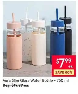 Kitchen Stuff Plus Aura Slim Glass Water Bottle 750 ml offer