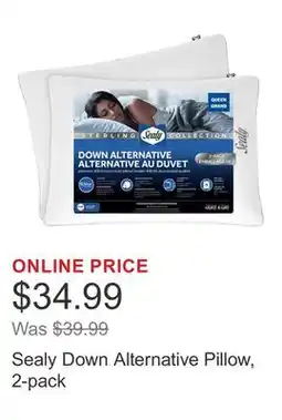 Costco Sealy Down Alternative Pillow, 2-pack offer