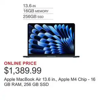 Costco Apple MacBook Air 13.6 in., Apple M4 Chip - 16 GB RAM, 256 GB SSD offer