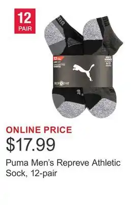 Costco Puma Men's Repreve Athletic Sock, 12-pair offer