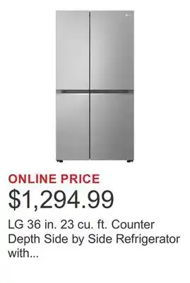 Costco LG 36 in. 23 cu. ft. Counter Depth Side by Side Refrigerator with Door Cooling+ offer