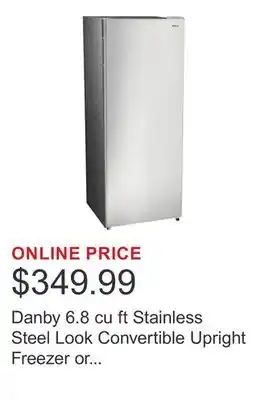 Costco Danby 6.8 cu ft Stainless Steel Look Convertible Upright Freezer or Fridge 5 Year Warranty offer