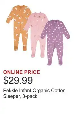 Costco Pekkle Infant Organic Cotton Sleeper, 3-pack offer