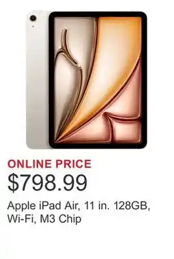 Costco Apple iPad Air, 11 in. 128GB, Wi-Fi, M3 Chip offer