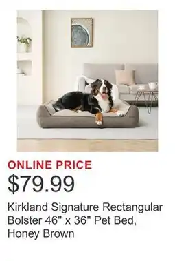 Costco Kirkland Signature Rectangular Bolster 46 x 36 Pet Bed, Honey Brown offer