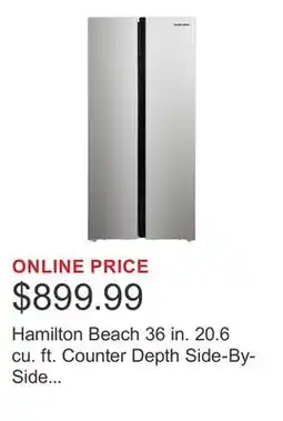 Costco Hamilton Beach 36 in. 20.6 cu. ft. Counter Depth Side-By-Side Refrigerator offer