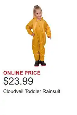 Costco Cloudveil Toddler Rainsuit offer