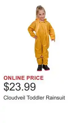 Costco Cloudveil Toddler Rainsuit offer