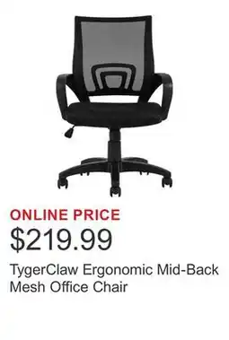 Costco TygerClaw Ergonomic Mid-Back Mesh Office Chair offer