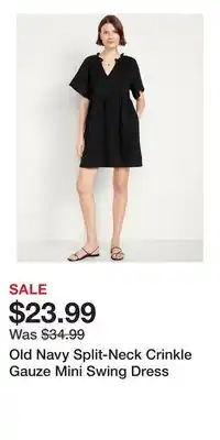 Old Navy Old Navy Split-Neck Crinkle Gauze Mini Swing Dress offer