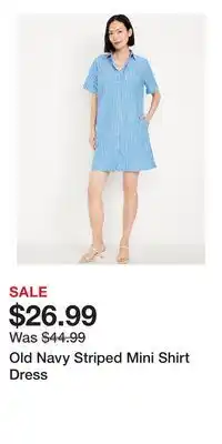 Old Navy Old Navy Striped Mini Shirt Dress offer