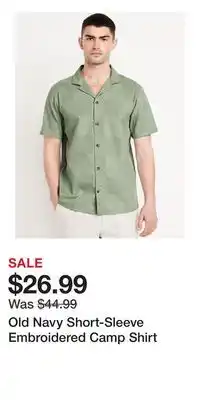 Old Navy Old Navy Short-Sleeve Embroidered Camp Shirt offer