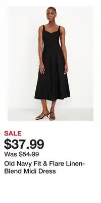 Old Navy Old Navy Fit & Flare Linen-Blend Midi Dress offer