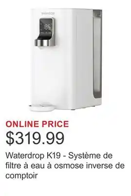 Costco Waterdrop K19 - Système de filtre à eau à osmose inverse de comptoir offer