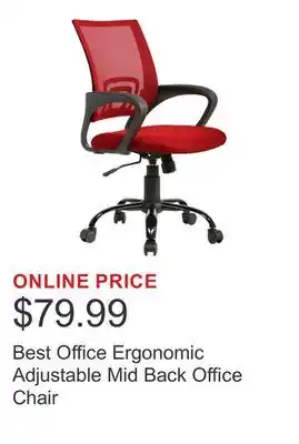 Costco Best Office Ergonomic Adjustable Mid Back Office Chair offer