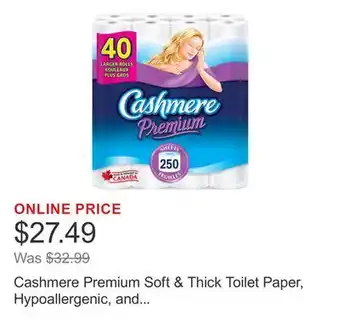 Costco Cashmere Premium Soft & Thick Toilet Paper, Hypoallergenic, and Septic Safe, 40-pack offer