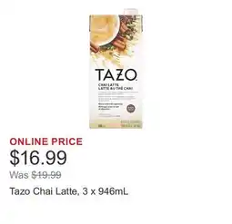 Costco Tazo Chai Latte, 3 x 946mL offer