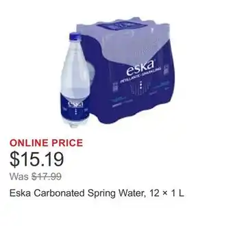 Costco Eska Carbonated Spring Water, 12 × 1 L offer