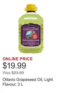 Costco Ottavio Grapeseed Oil, Light Flavour, 3 L offer