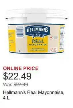 Costco Hellmann's Real Mayonnaise, 4 L offer