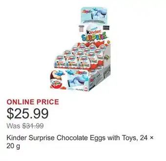 Costco Kinder Surprise Chocolate Eggs with Toys, 24 × 20 g offer