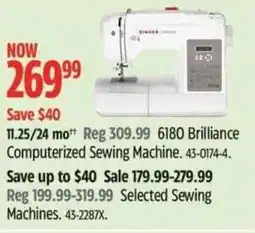 Canadian Tire Brilliance computerized sewing machine selected sewing machine offer