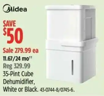 Canadian Tire Midea 35-pint cube dehumidifier, white or black offer