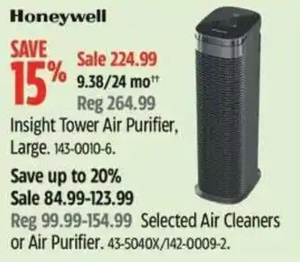 Canadian Tire Honeywell insight tower air purifier large offer