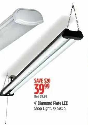 Canadian Tire 4' Diamond Plate LED Shop Light offer