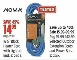 Canadian Tire Noma 16'5" block heater cord with lighted end offer