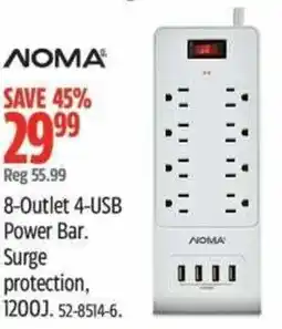 Canadian Tire Noma 8-outlet 4-usb power bar surge protection offer