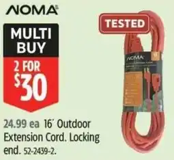 Canadian Tire Noma 16' outdoor extension cord, locking end offer