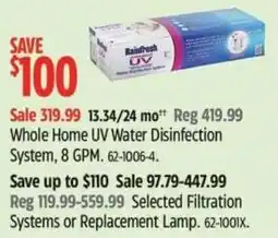 Canadian Tire Whole home uv water disinfection system offer