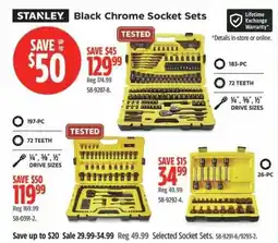 Canadian Tire Stanley black chrome socket sets offer