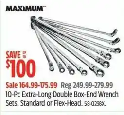 Canadian Tire Maximum 10-pc extra-long double box-end wrench sets. standard or flex-head offer