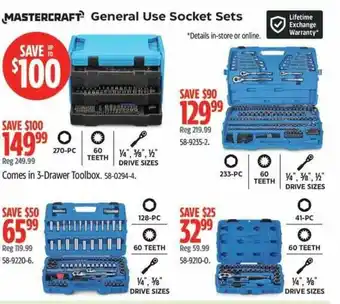 Canadian Tire Mastercraft general use socket sets offer