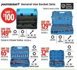 Canadian Tire Mastercraft general use socket sets offer