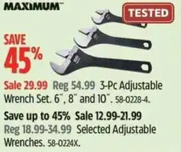 Canadian Tire Maximum 3-pc adjustable wrench set offer