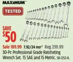 Canadian Tire Maximum Sale 30-Pc Professional Grade Ratcheting Wrench Set offer